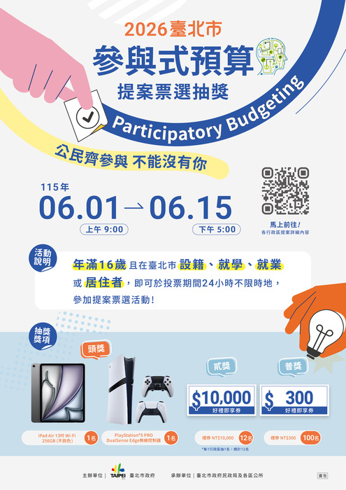 臺北市政府舉辦2026年臺北市參與式預算提案票選圖片