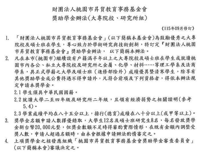 桃園市昇貿教育事務基金會【自行申請至115年10月30日止】圖片