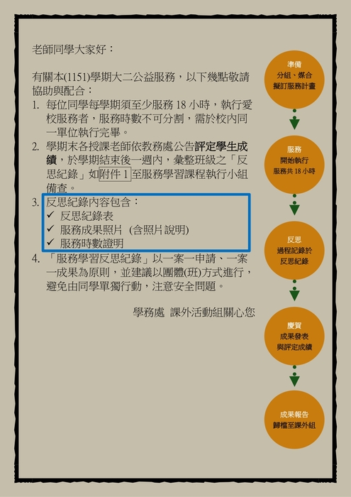 1151學期大二公益服務注意事項圖片