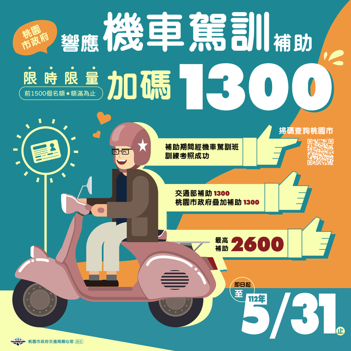 【交通安全宣導】「推動機車駕駛訓練制度計畫」考照駕訓補助圖片