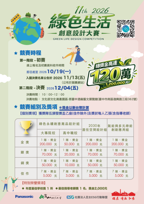 崑山科技大學承辦台灣Panasonic集團「第十一屆2026綠色生活創意設計大賽」圖片
