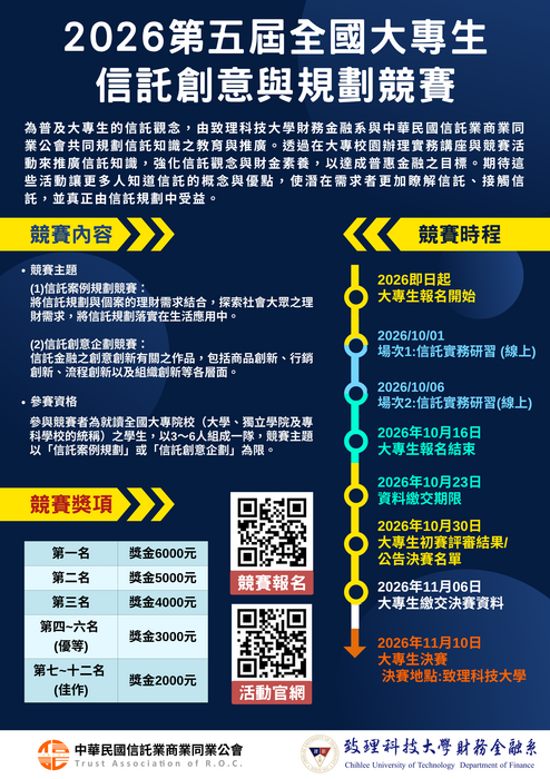 致理科技大學財務金融系舉辦「2026第五屆全國大專生信託創意與規劃競賽」圖片